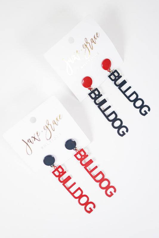 "GAME DAY" Filigree BULLDOG Earrings, VARIOUS