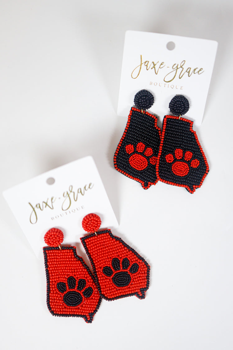 Georgia Map Paw Earrings, VARIOUS