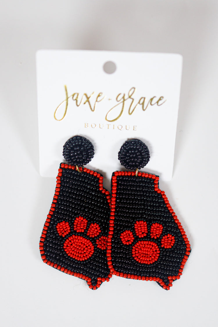 Georgia Map Paw Earrings, VARIOUS