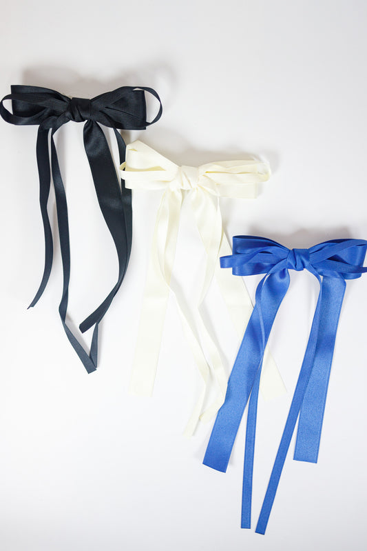 Long Double Tail Bow Barrette, VARIOUS