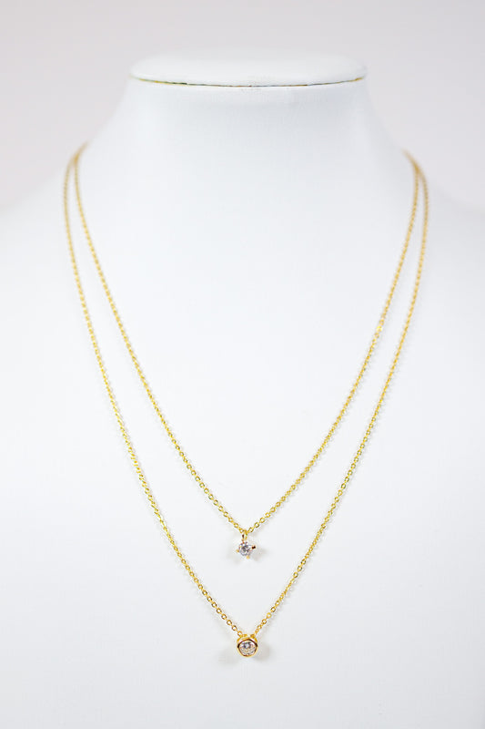 Double Layer Crystal Charm Necklace