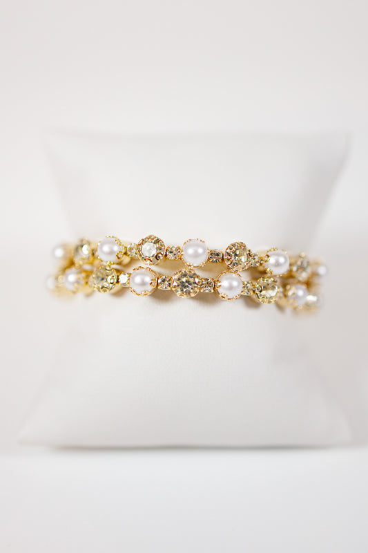 2 Row Pearl & Pave Bracelet