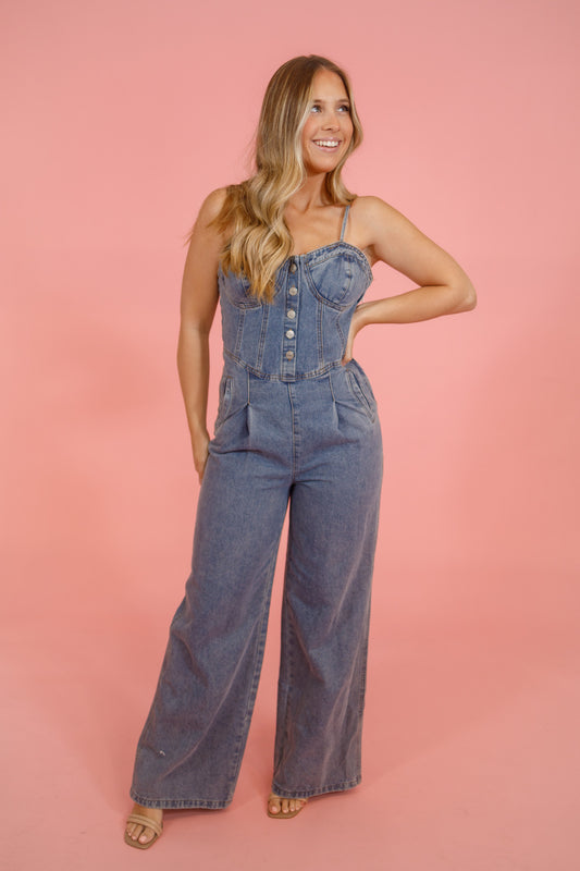 Denim Button Jumpsuit