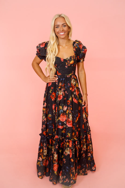 Black Multi Floral Maxi Dress