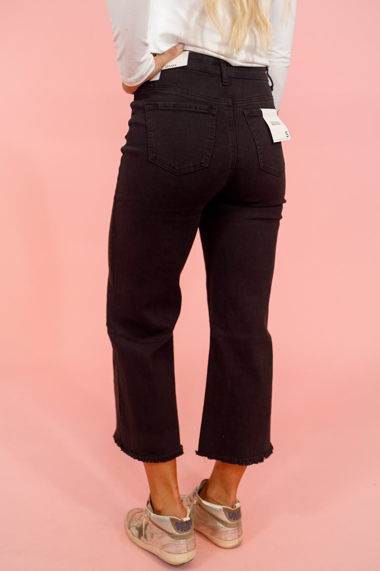 Z High Waisted Straight Leg Jeans, BLACK