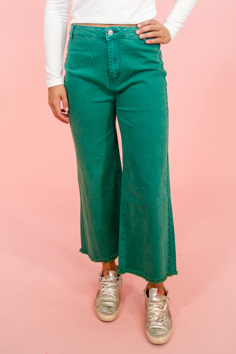 Z High Waisted Straight Leg Jeans, DK GREEN