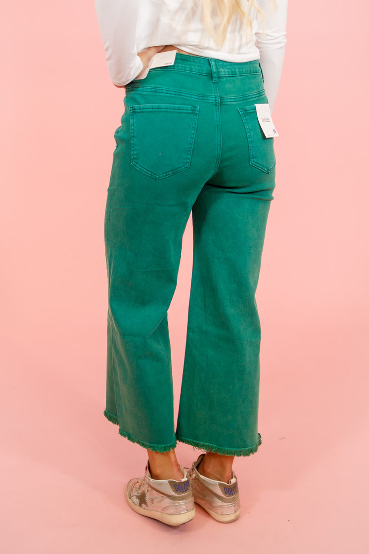 Z High Waisted Straight Leg Jeans, DK GREEN