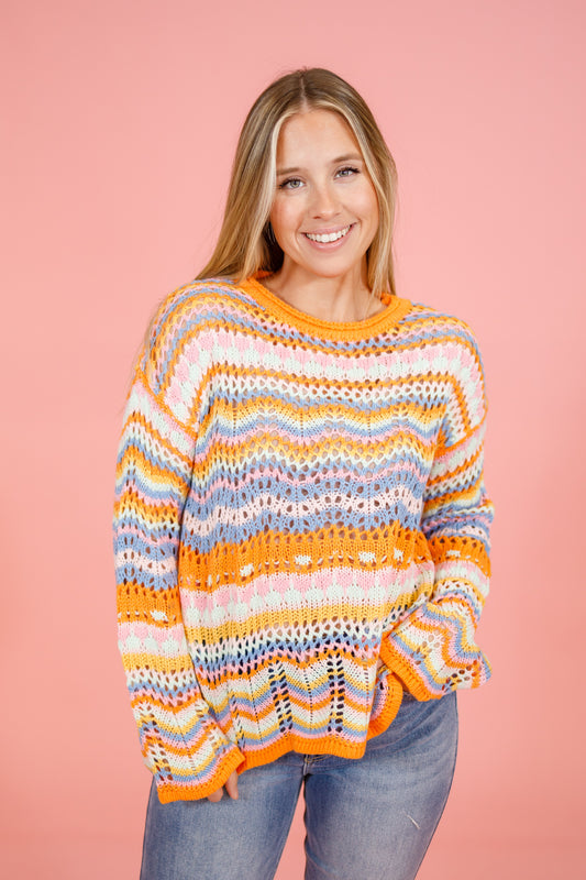 Orange Multi Stripe Knit Sweater