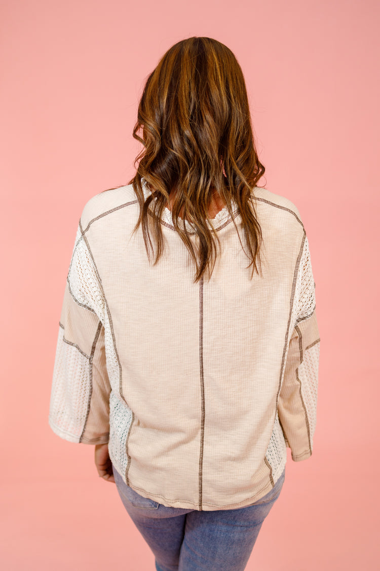 Beige Crochet Combo Top