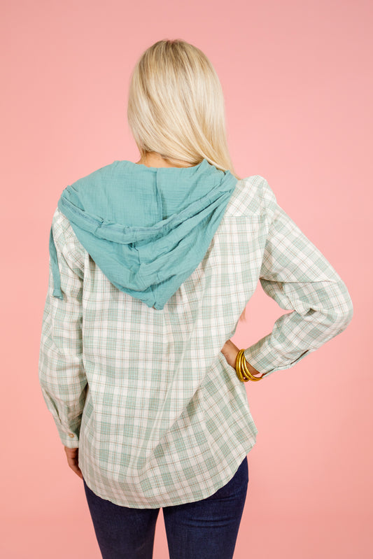 Mint Plaid Hoodie