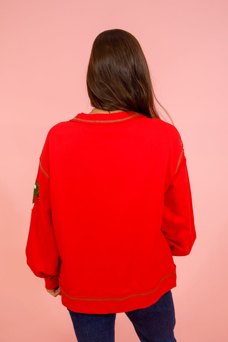 Red Christmas Sequin Sweater