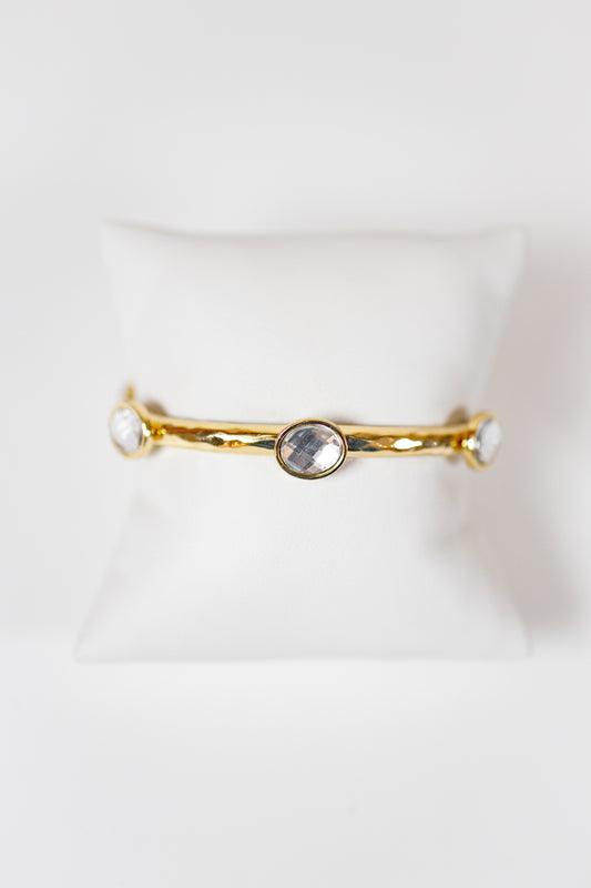 Oval Glass Station Bangle Bracelet