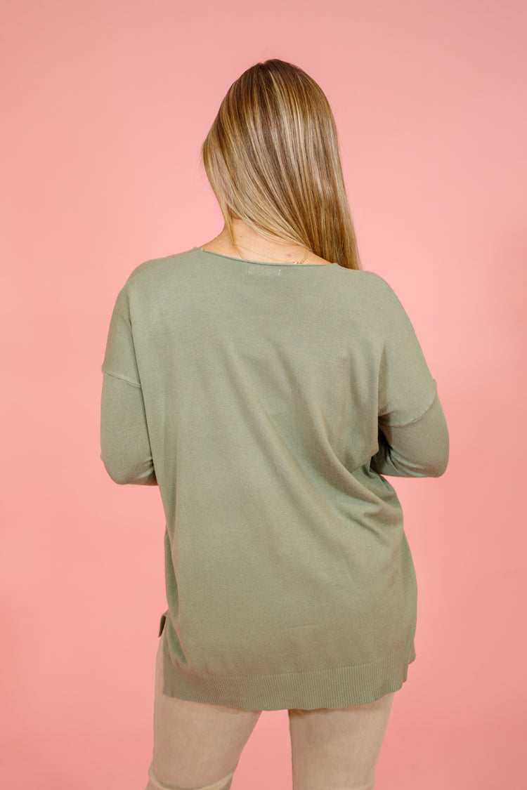 Oversized Front Seam Sweater, MOSS