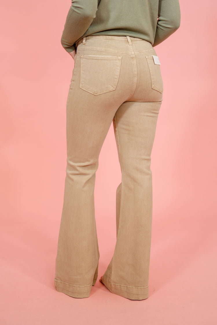 Risen Sand Front Pocket Flares, REG + CURVY