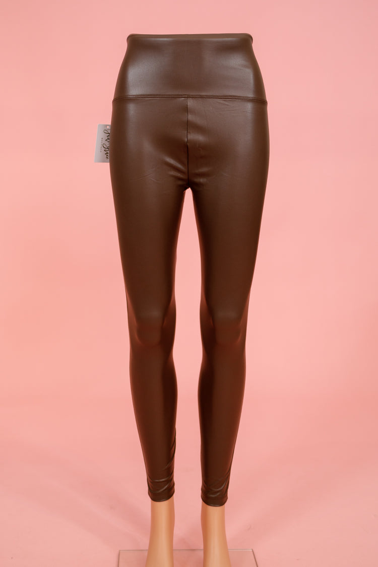 Brown Faux Leather Leggings