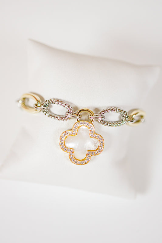 Two Link Clover Charm Bracelet