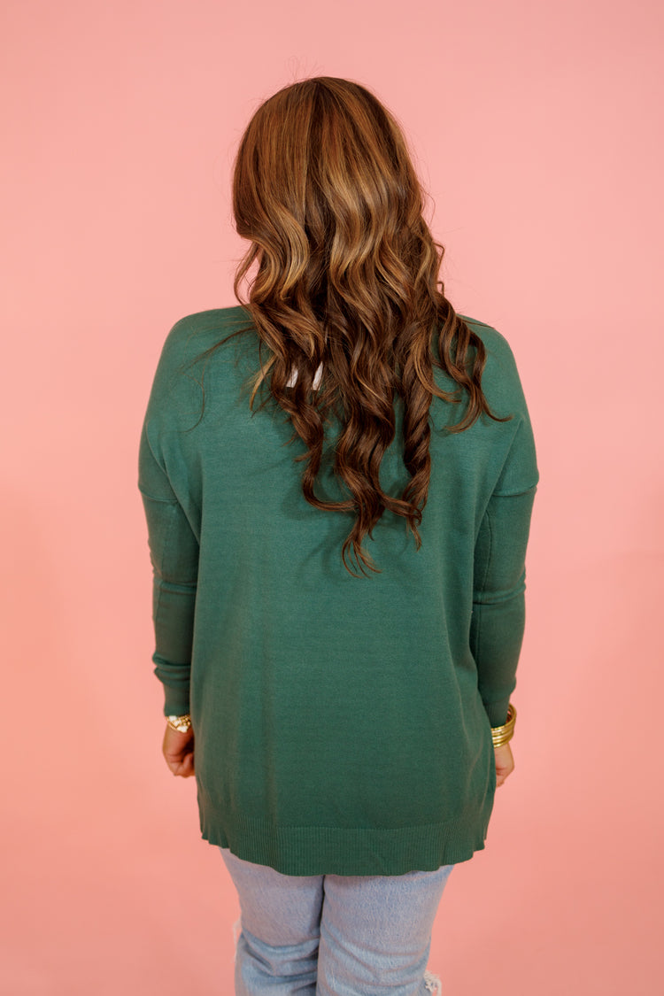 Oversized Front Seam Sweater, HUNTER GREEN