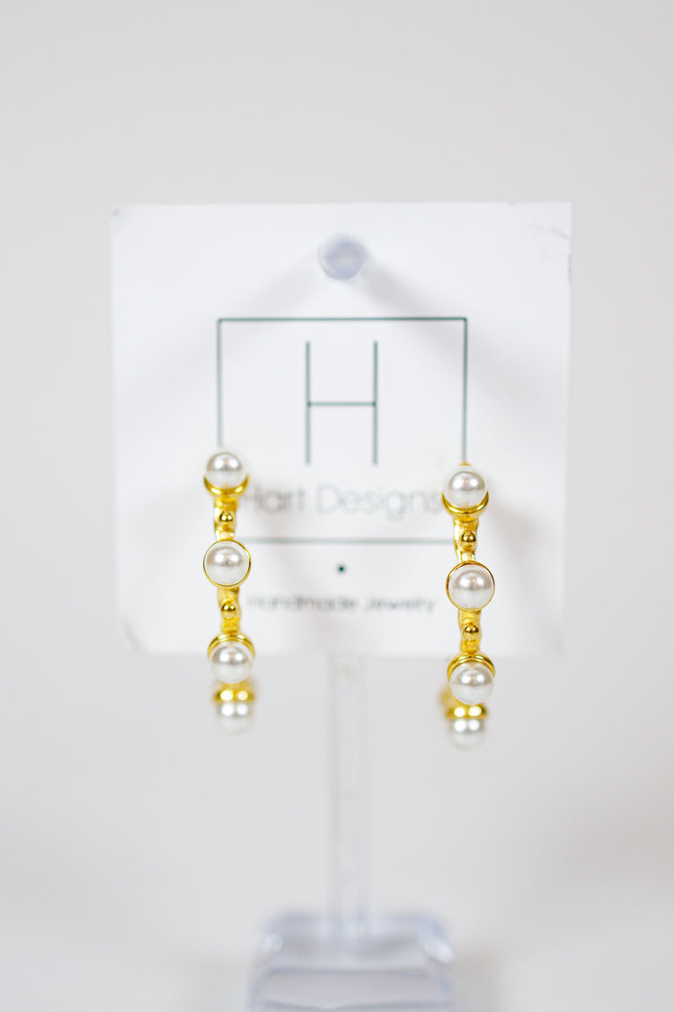 HD Pearl Studded Gold Hoops