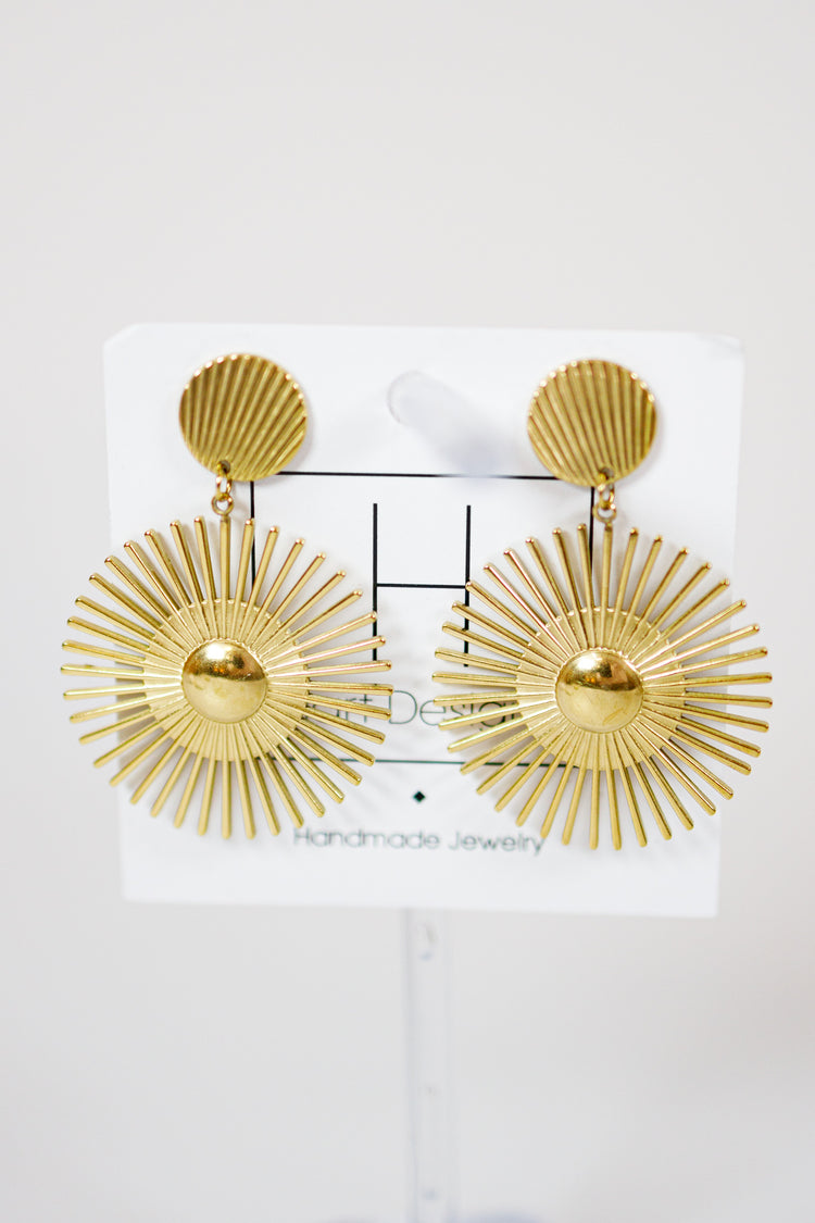 HD Gold Circle Fan Earrings