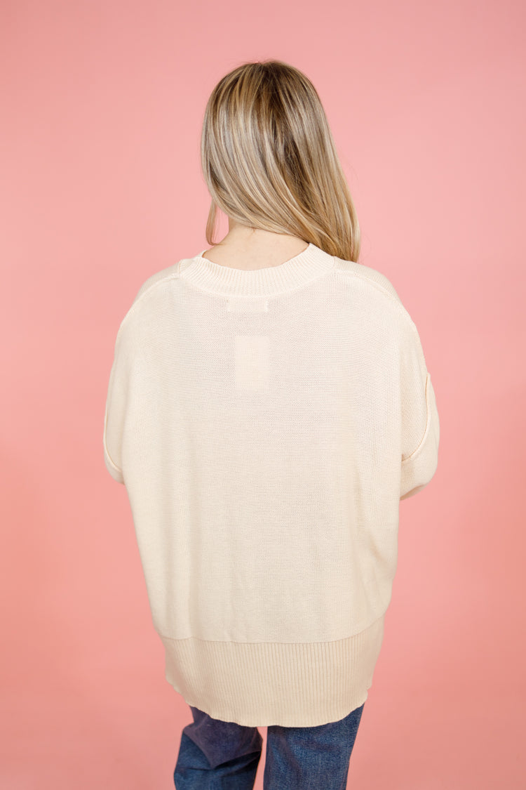 Cream Drop Shoulder Sweater