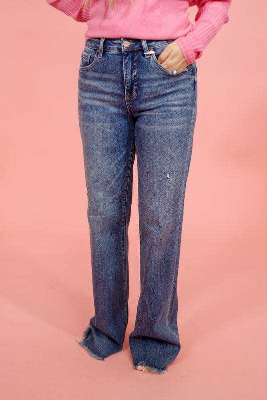 Risen Tummy Control Long Straight Jeans