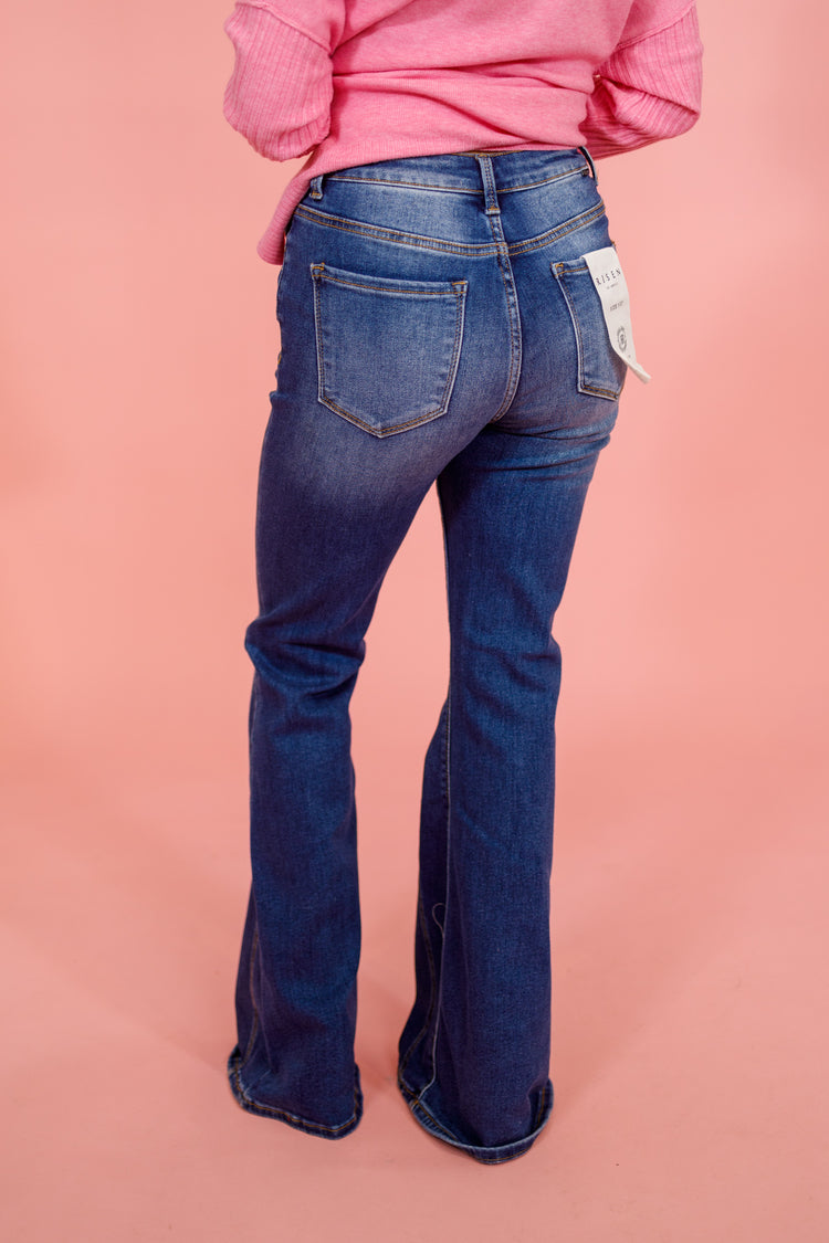 Risen Front Seam Flare Jeans