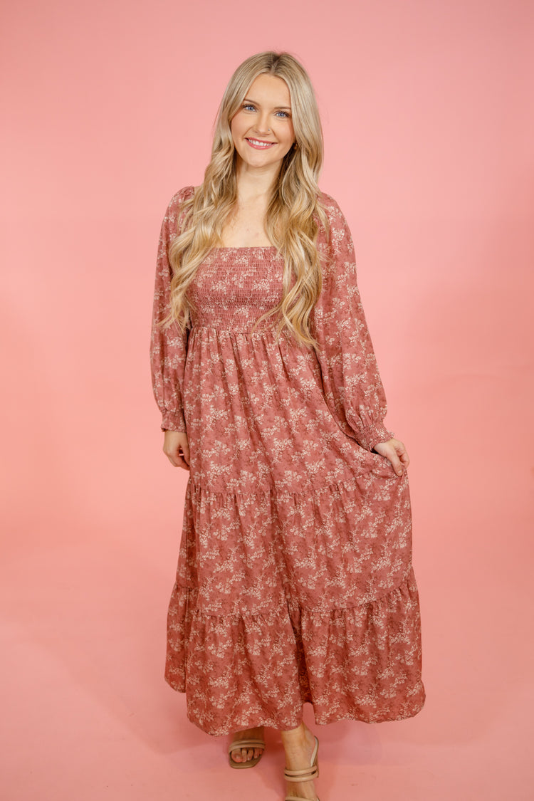 Dusty Pink Floral Maxi Dress