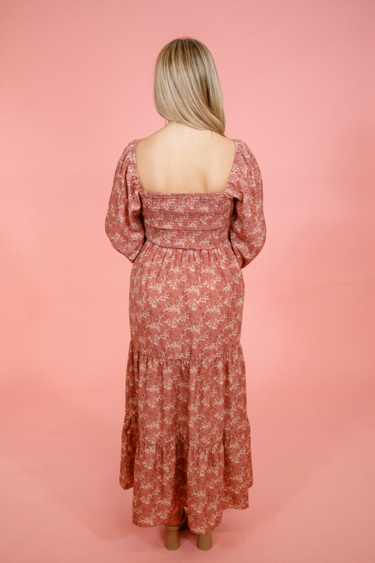 Dusty Pink Floral Maxi Dress