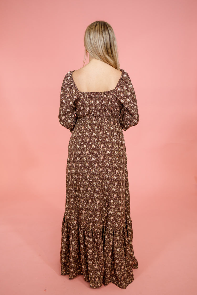 Brown Floral Maxi Dress