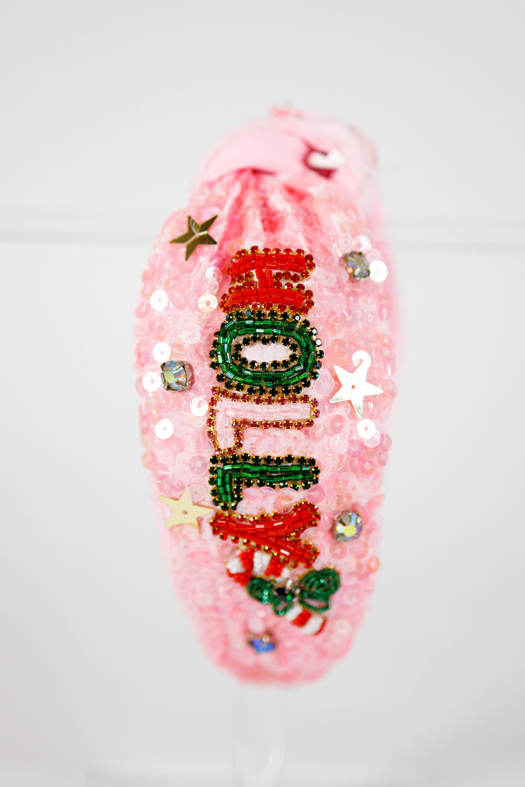 Pink Sequin "Holly Jolly" Headband