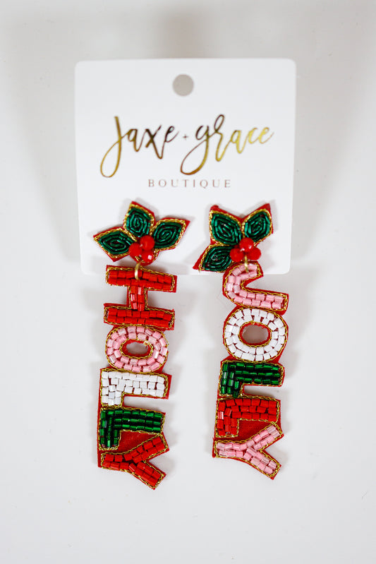 "Holly Jolly" Beaded Earrings