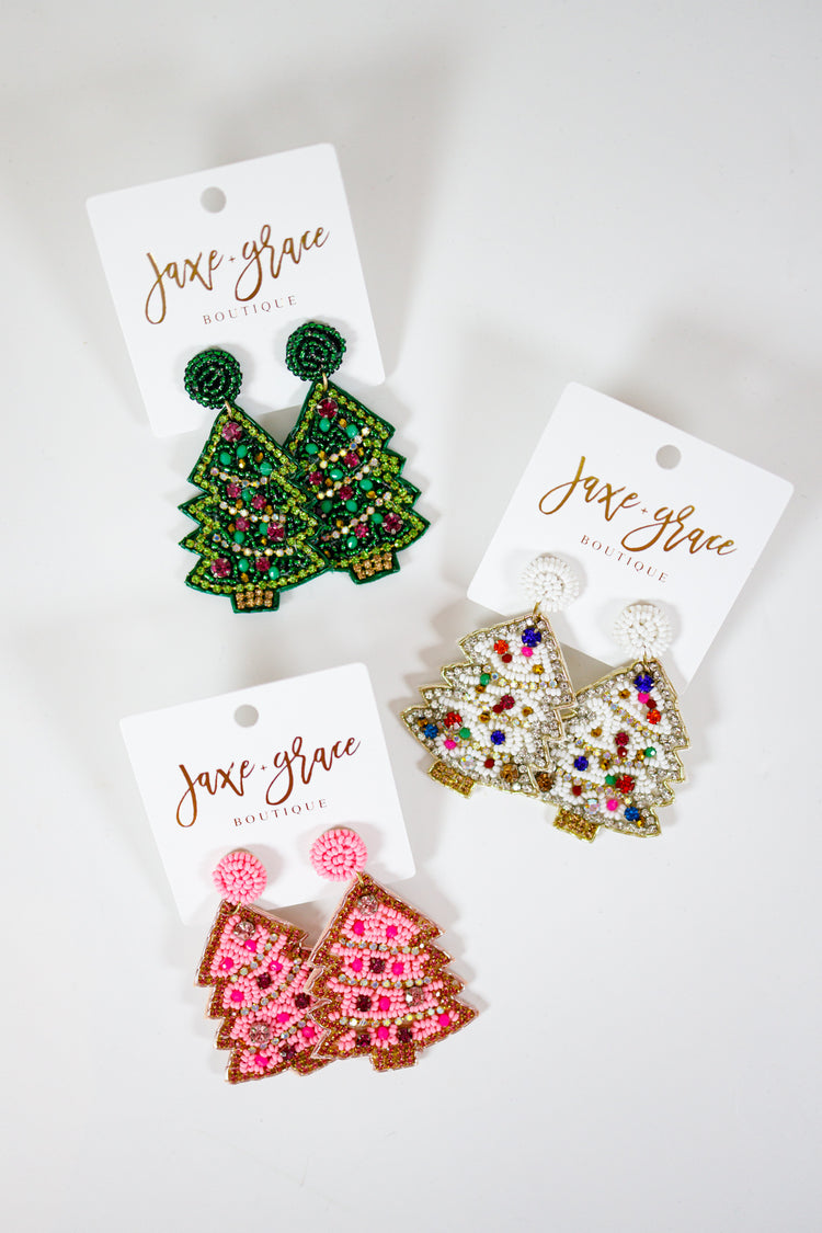 Bead Embroider Tree Earrings, VARIOUS