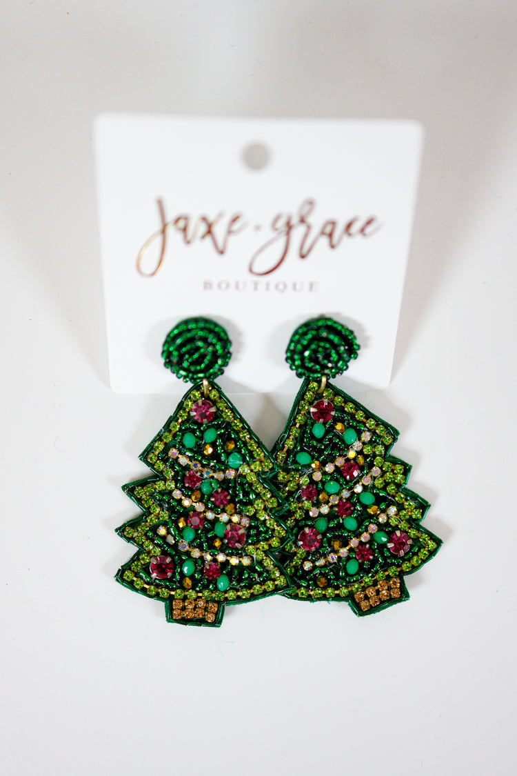 Bead Embroider Tree Earrings, VARIOUS