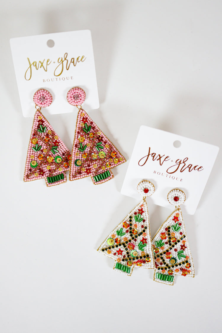 Christmas Tree Seed Bead Earrings, VARIOUS