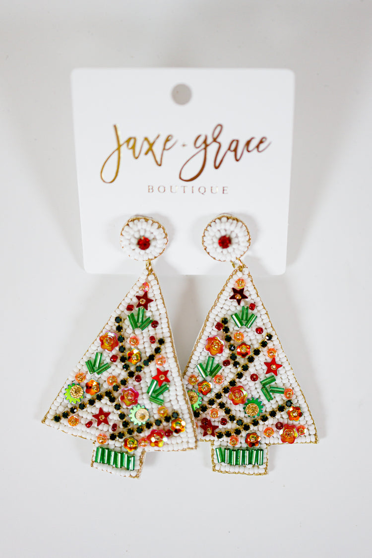 Christmas Tree Seed Bead Earrings, VARIOUS