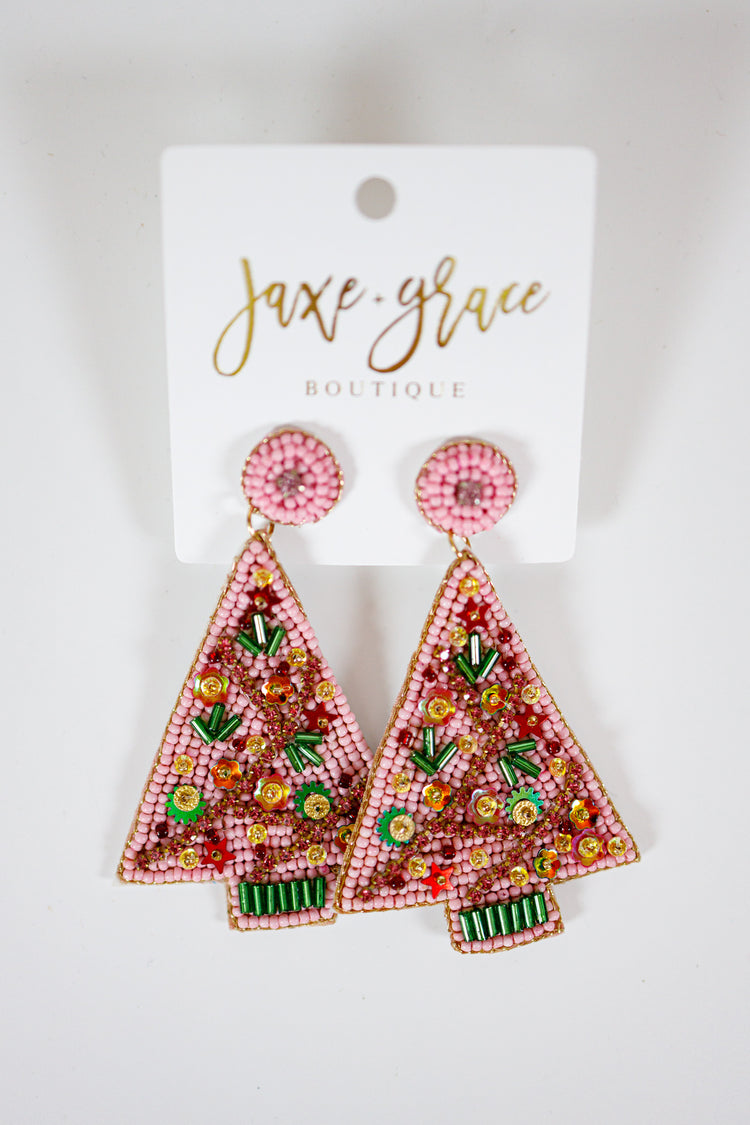 Christmas Tree Seed Bead Earrings, VARIOUS