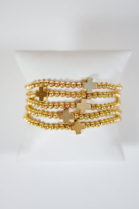 Caroline Hill - Olstead Cross Bracelet Set Gold