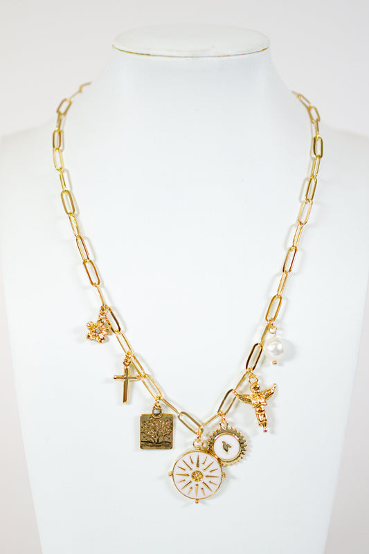 Caroline Hill - Diana Charm Necklace Gold