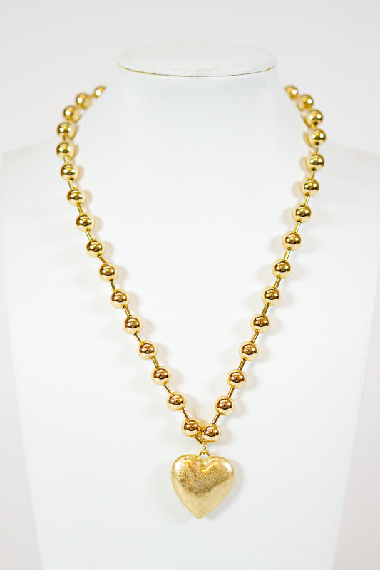 Caroline Hill - Deedra Heart Necklace Gold