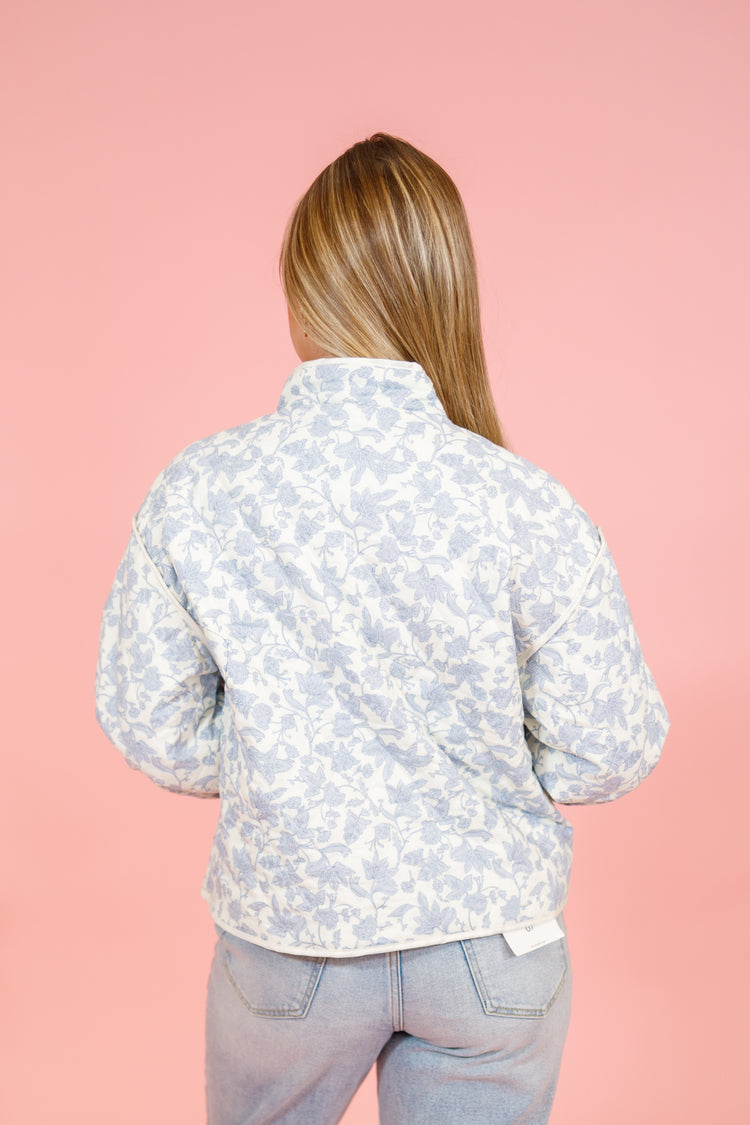 Blue Floral Quilted Jacket