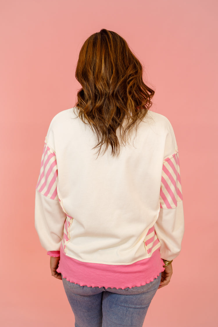 Pink Stripe Color Block Top