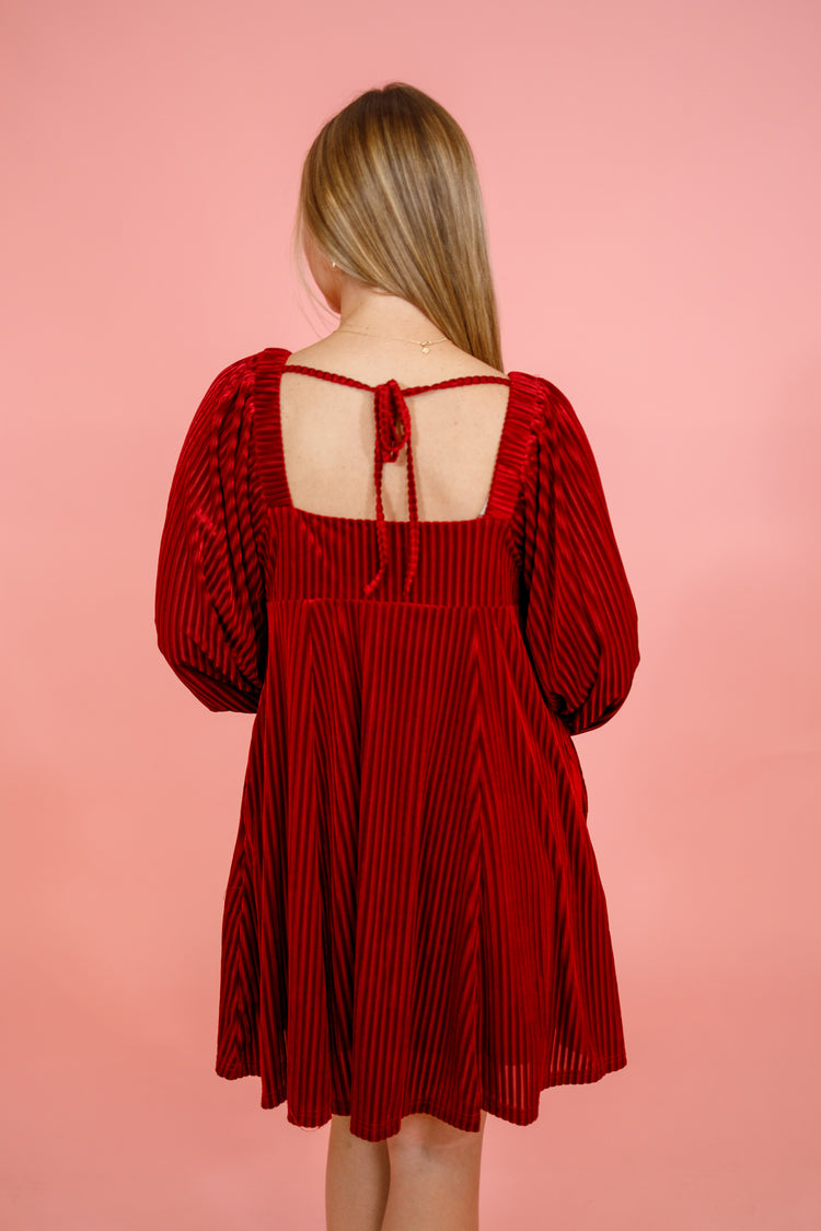 Red Velvet Stripe Dress