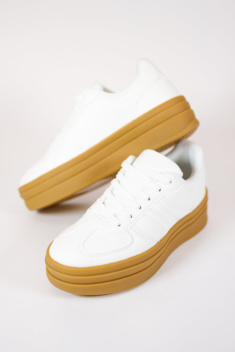 Solid White Platform Sneakers