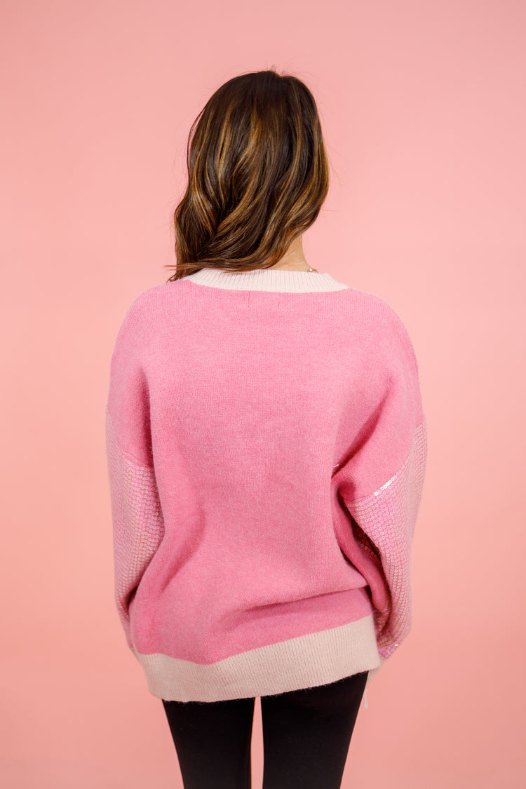 Pink "Santa Baby" Sequin Sweater