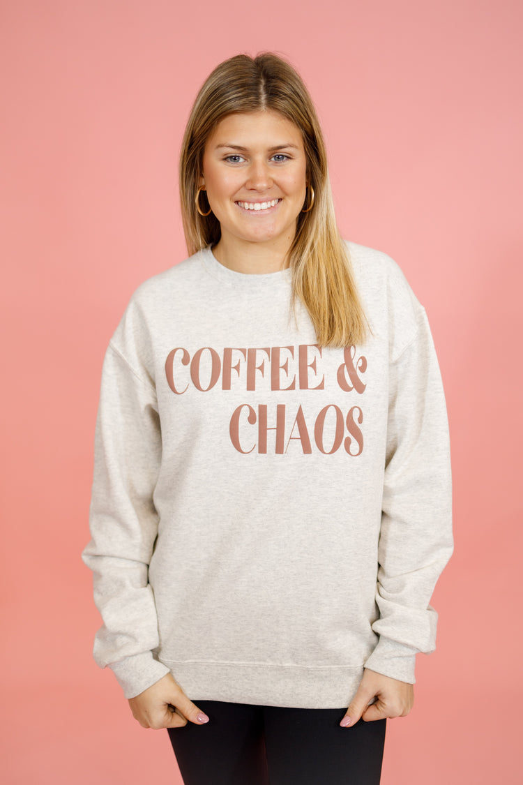 "Coffee & Chaos" Graphic Sweatshirt