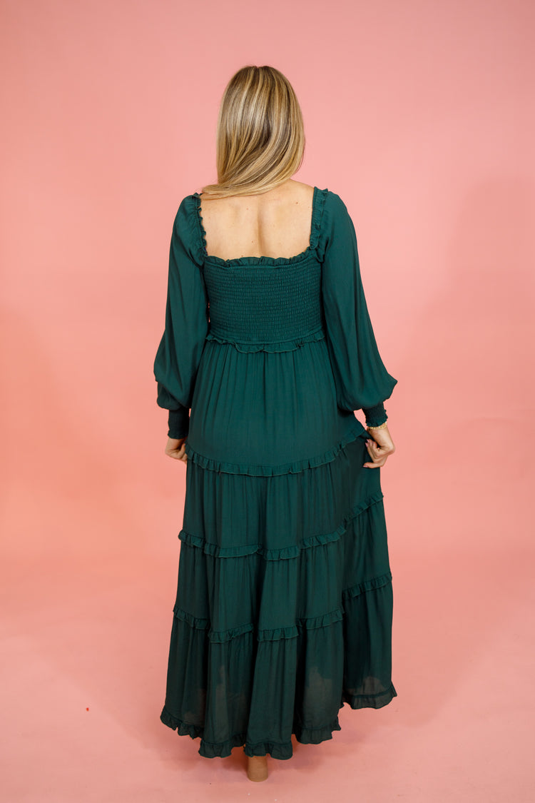 Emerald Tiered Smocked Maxi Dress