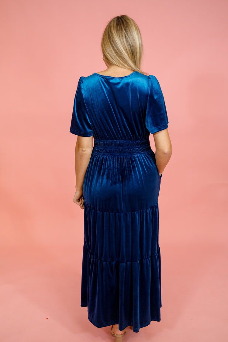 Teal Velvet Maxi Dress