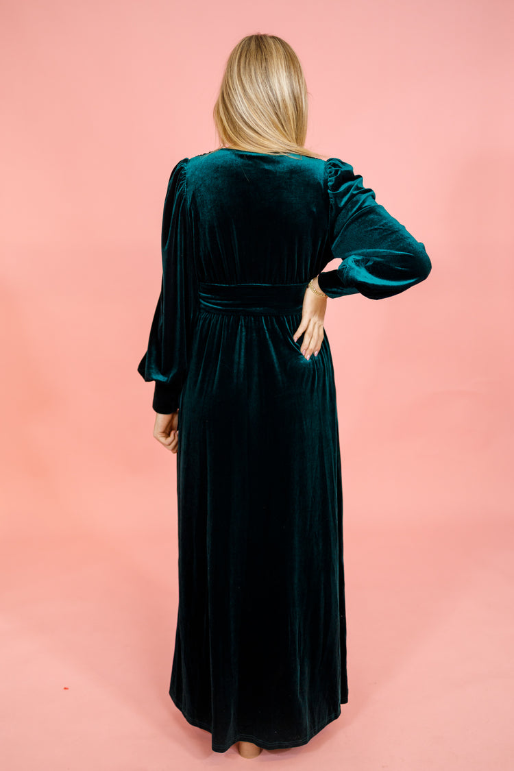 Dark Green Velvet Maxi Dress