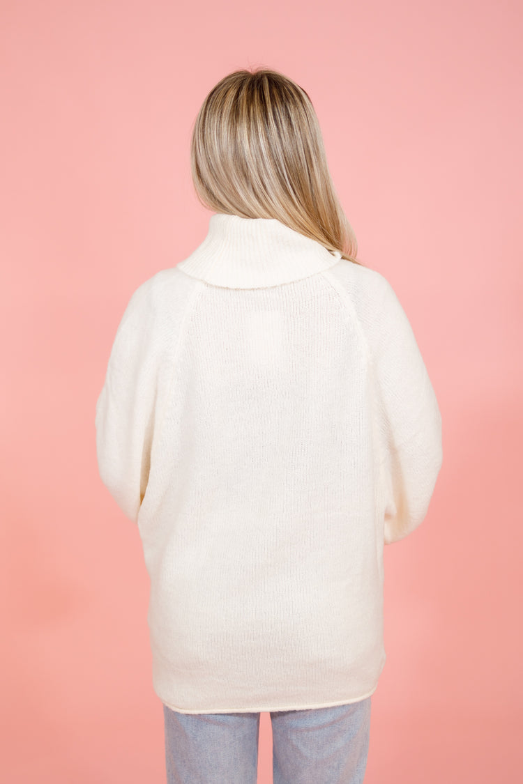 Ivory Dolman Turtleneck Sweater