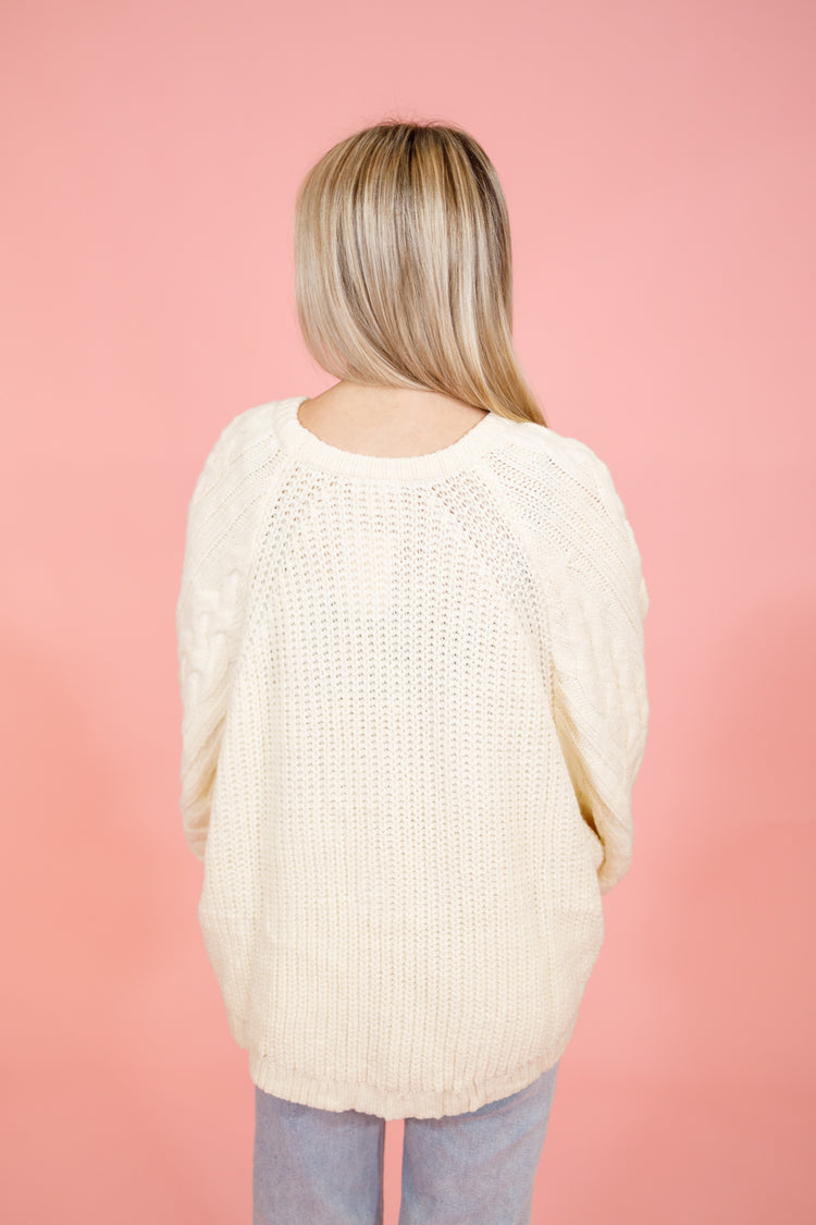 Ivory Texture Knit Bulky Sweater